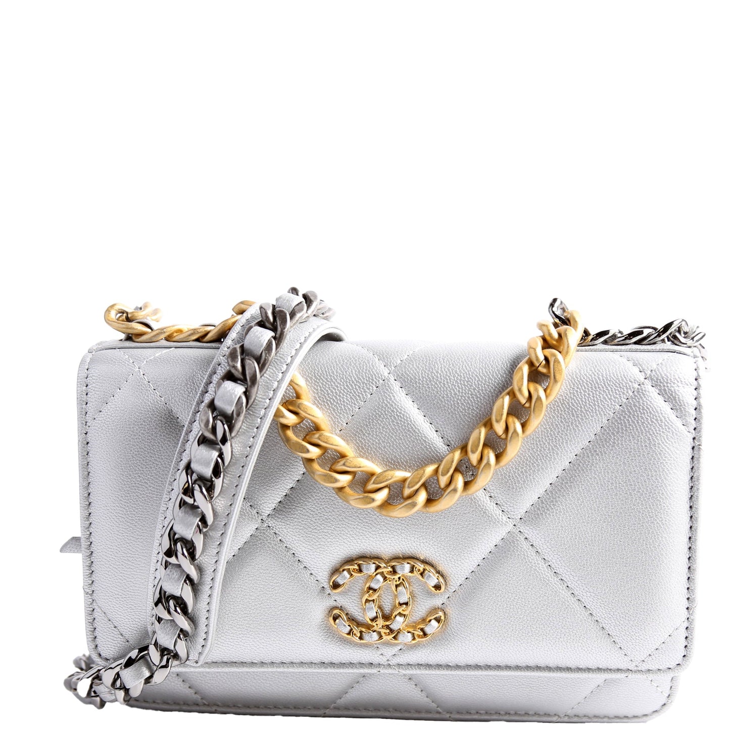 Chanel 19 WOC Quilted Lambskin 30M Silver