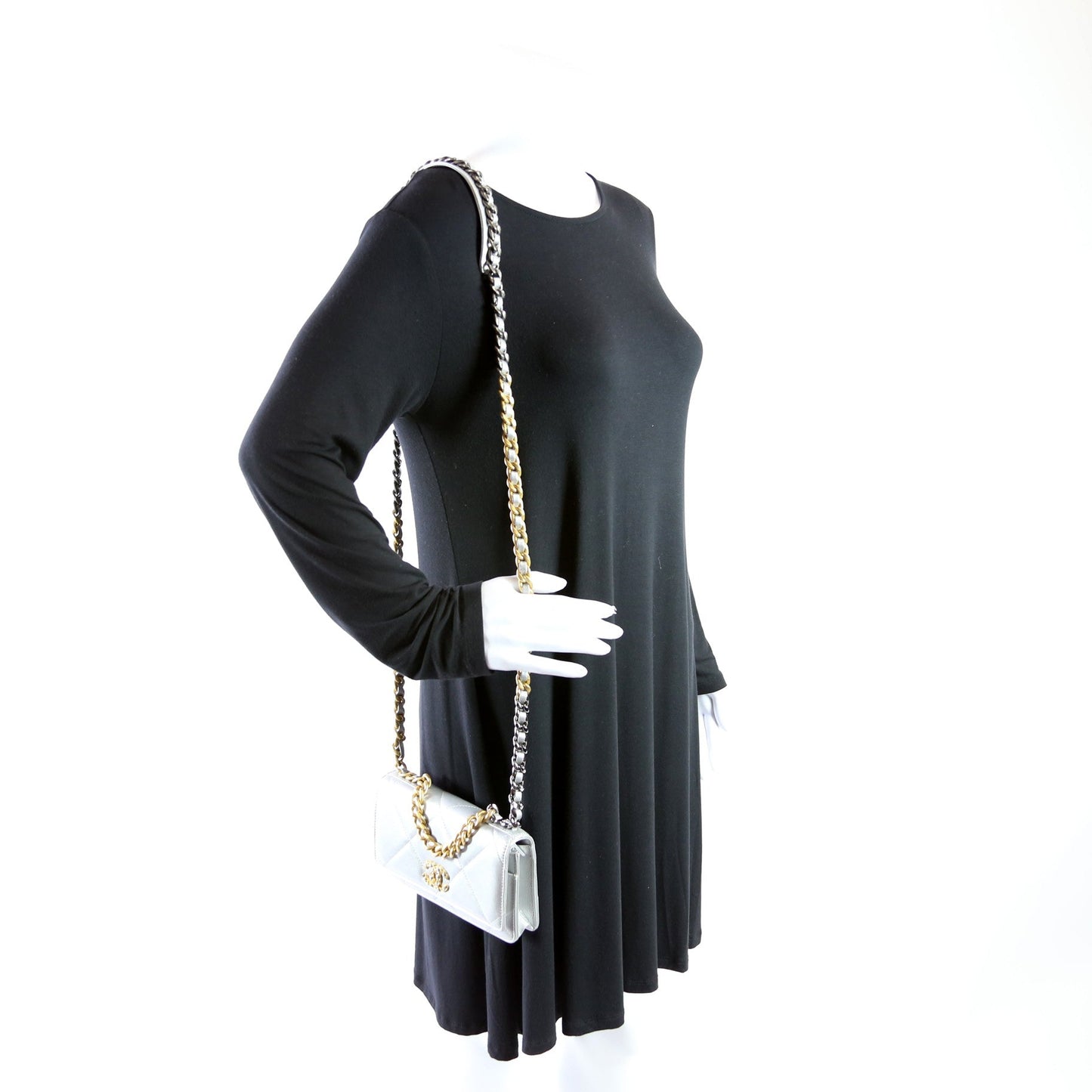 Chanel 19 WOC Quilted Lambskin 30M Silver