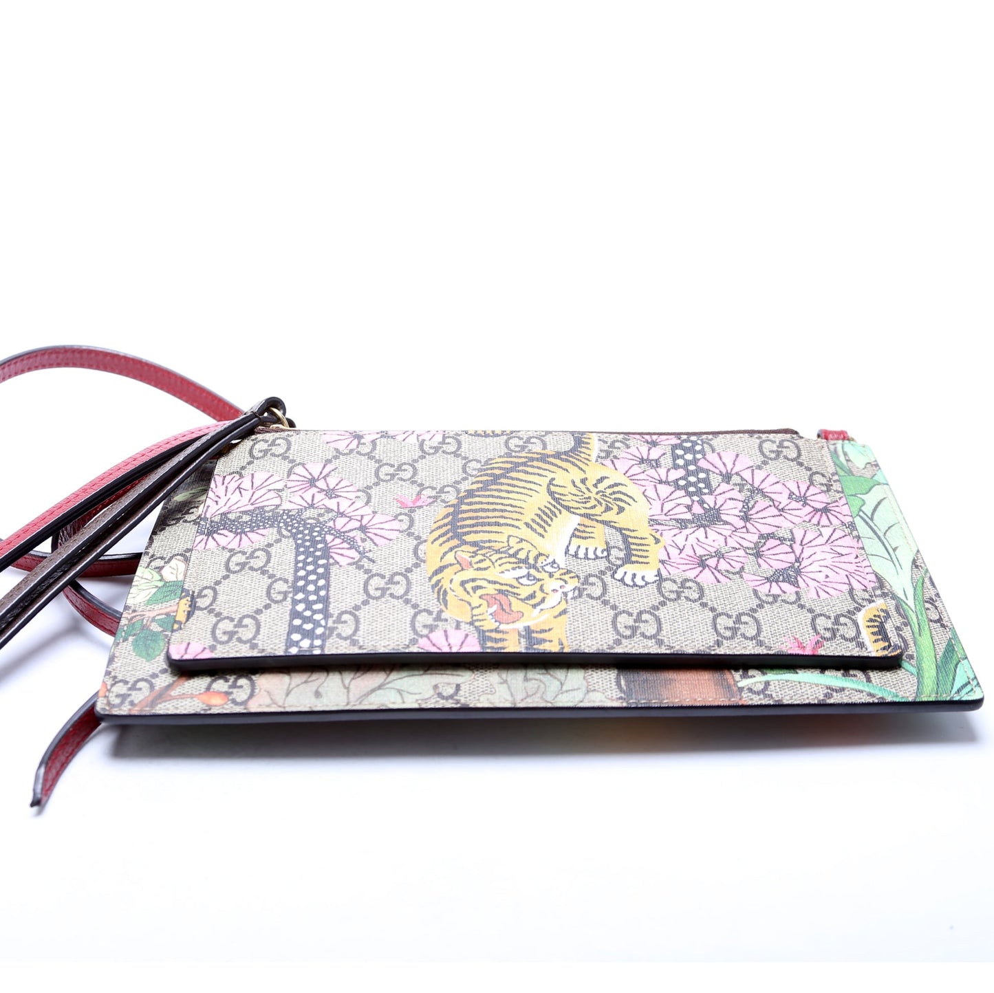 454111 GG Supreme Tian/Bengal Double Zip Shoulder Bag Red