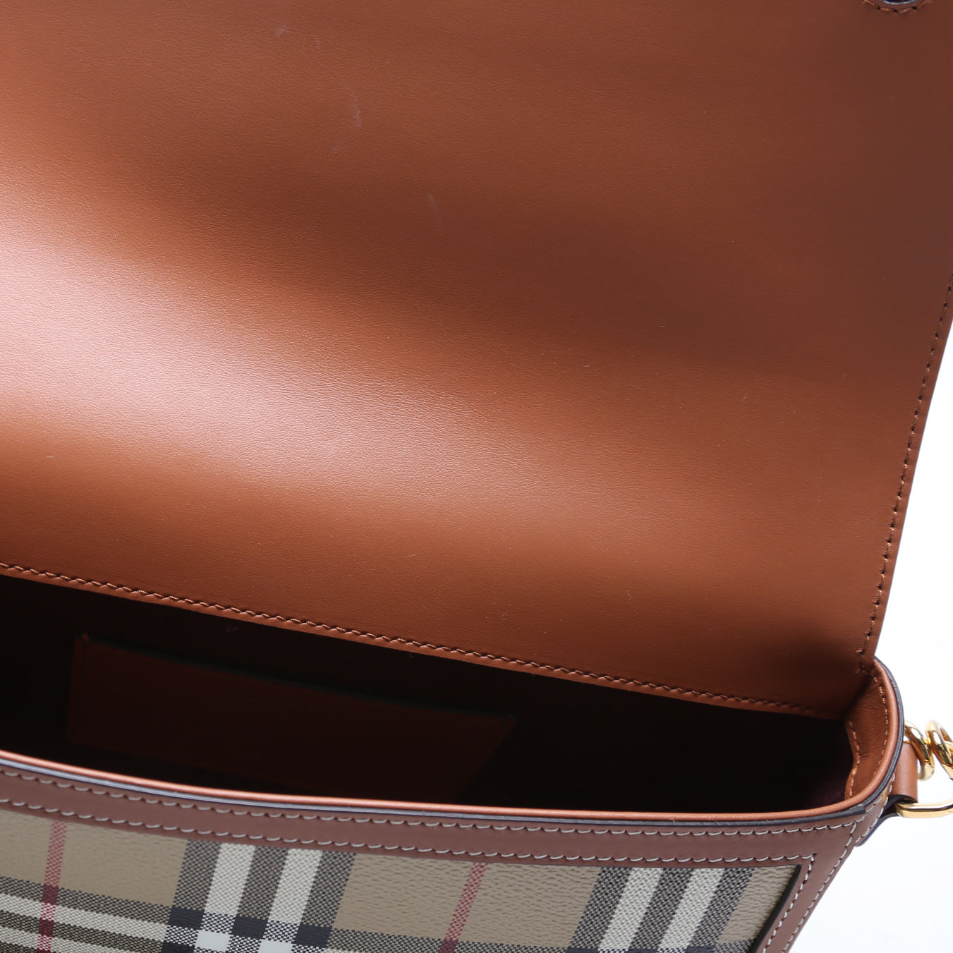 Note Top Handle Crossbody Check Coated Canvas Brown