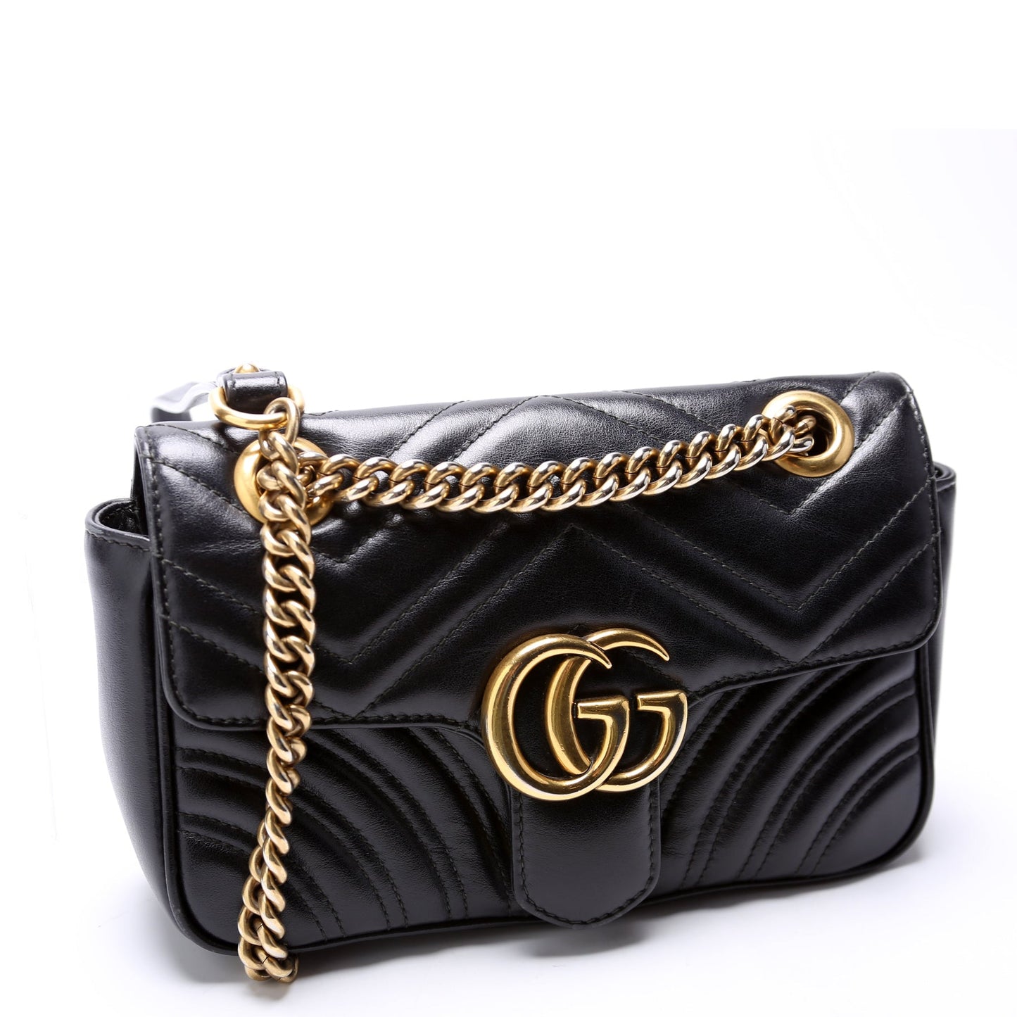 446744 Marmont Leather Shoulder Mini Flap Black