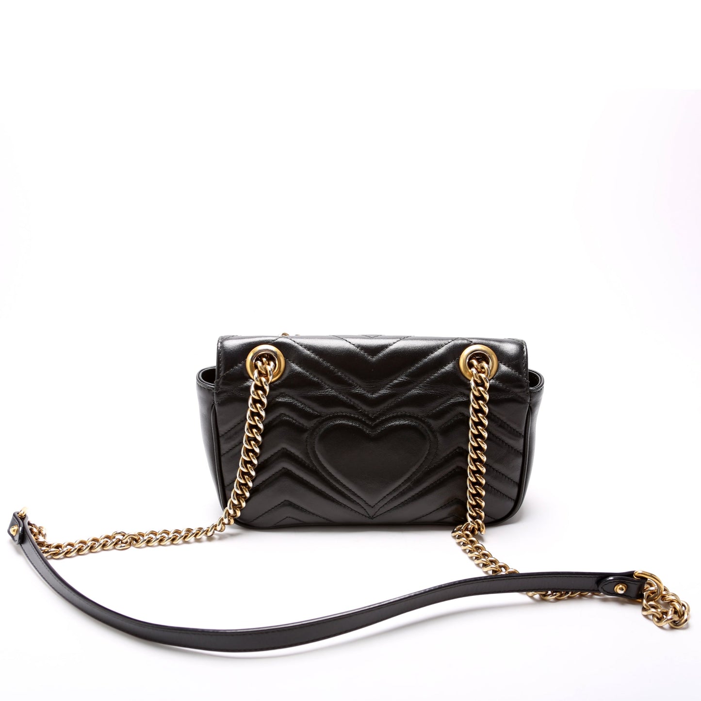 446744 Marmont Leather Shoulder Mini Flap Black