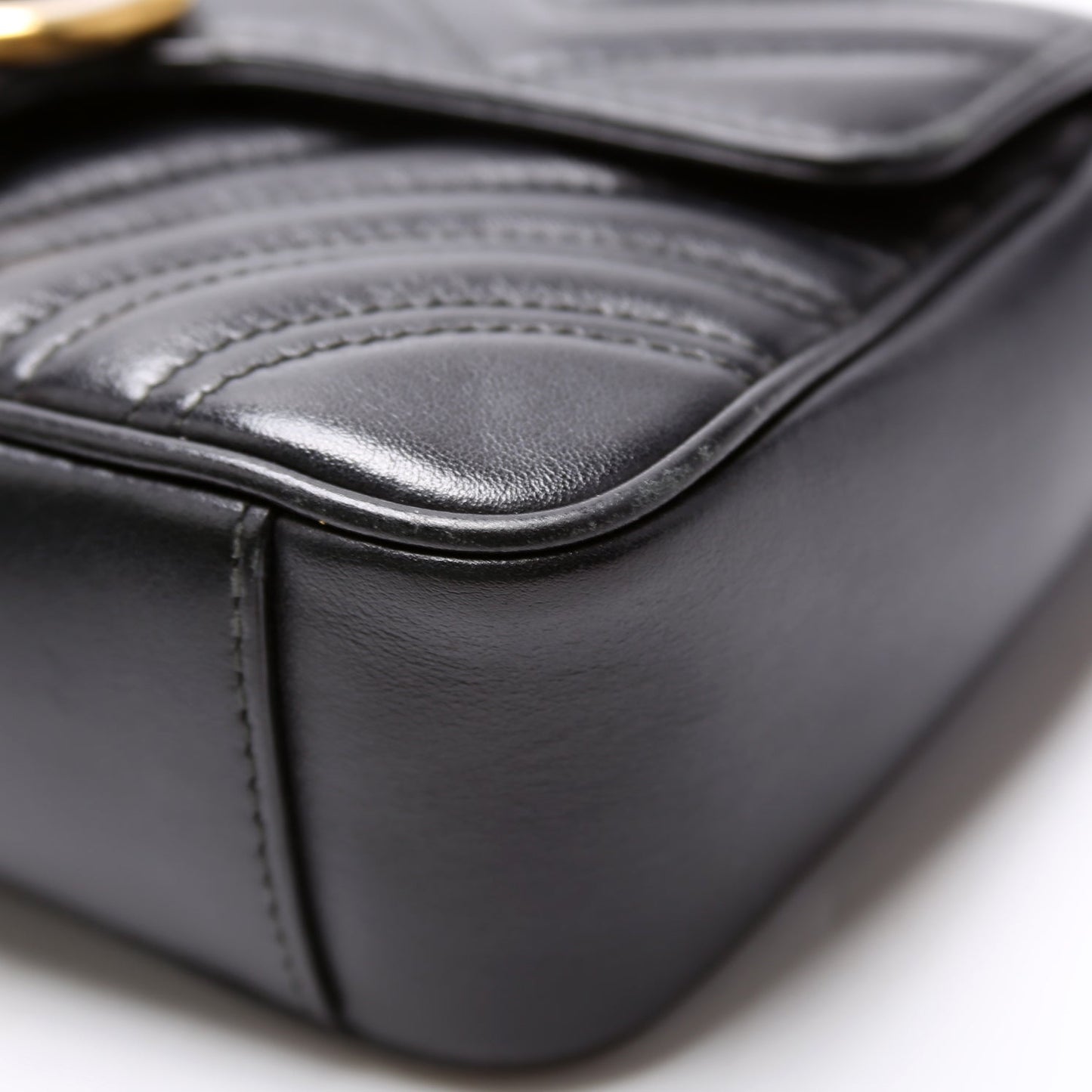 446744 Marmont Leather Shoulder Mini Flap Black