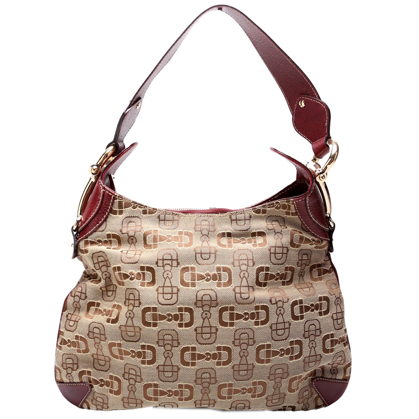 145826 Horsebit Canvas Creole Hobo Burgundy/Tan