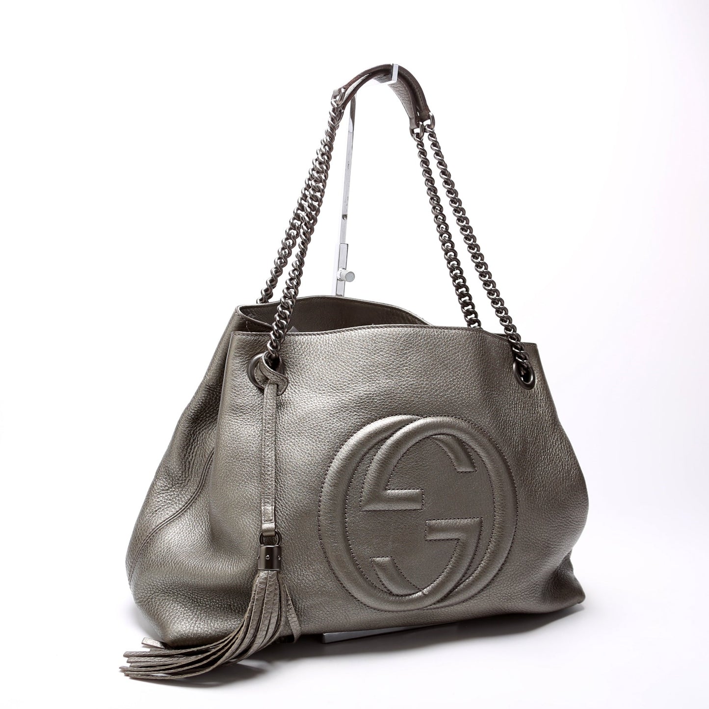 308982 Soho Leather Shoulder Medium Grey