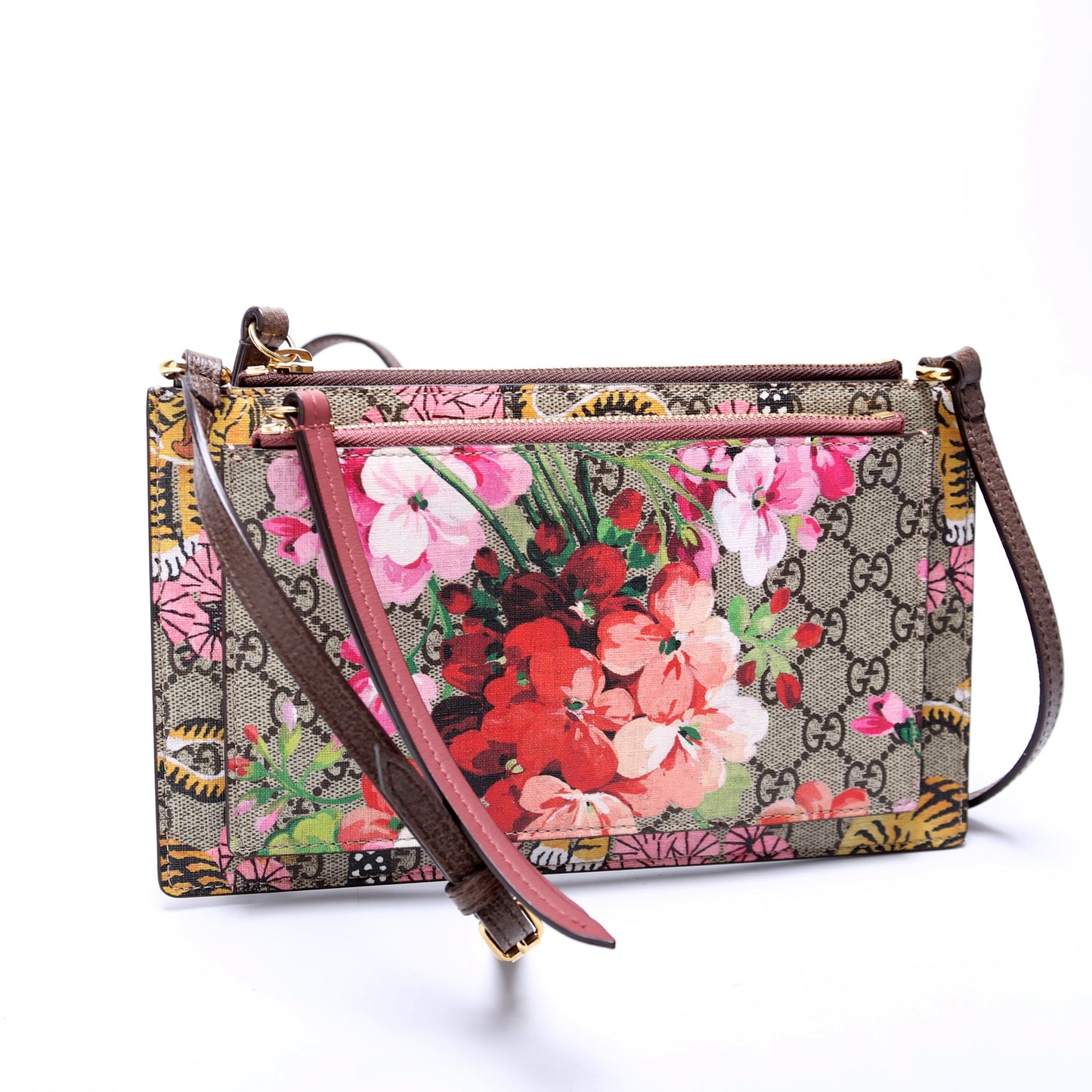 454111 GG Supreme Blooms/Bengal Double Zip Shoulder Bag Multicolor