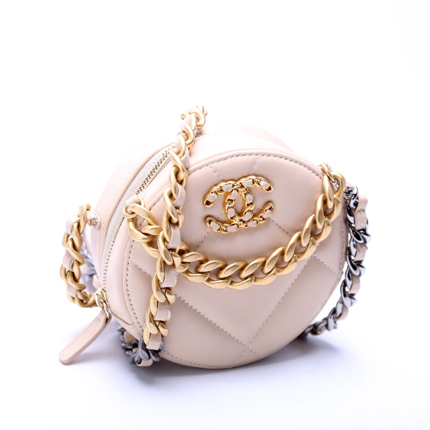 Chanel 19 Round Clutch Goatskin 2M Tan