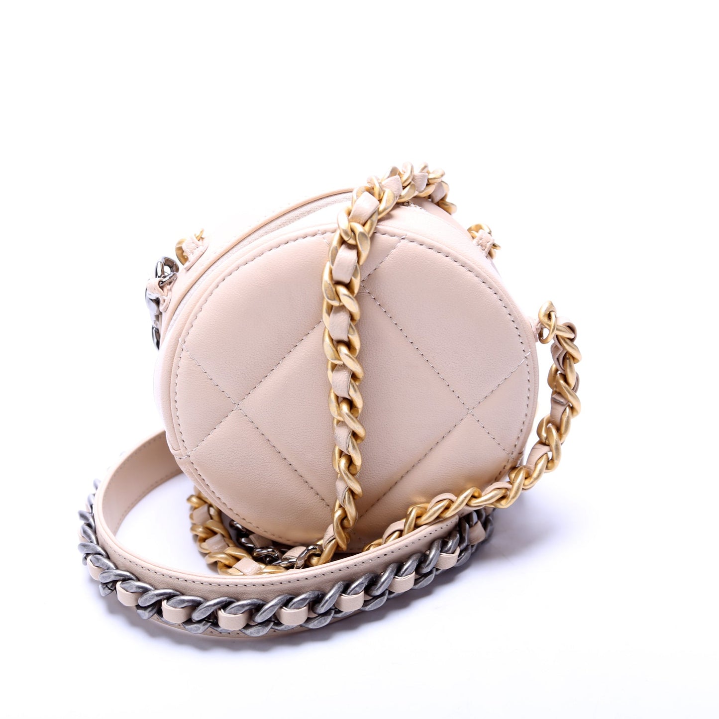 Chanel 19 Round Clutch Goatskin 2M Tan