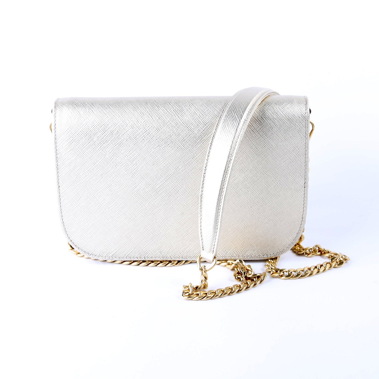 1BP013 Saffiano Lux Flap Crossbody Gold