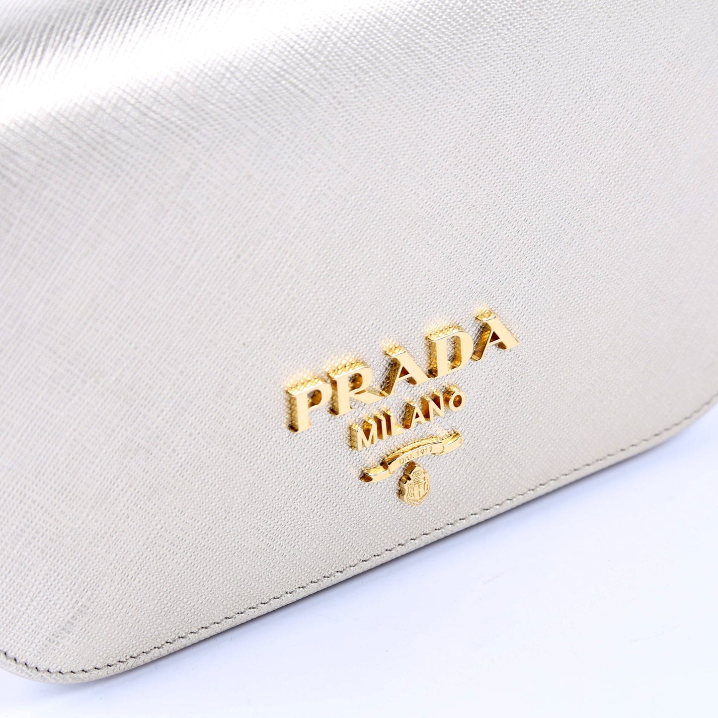 1BP013 Saffiano Lux Flap Crossbody Gold