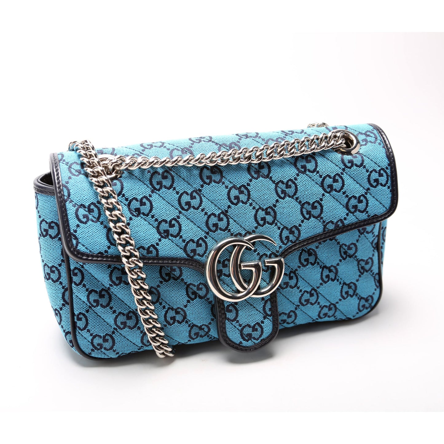 443497 Marmont GG Canvas Shoulder Small Flap Blue