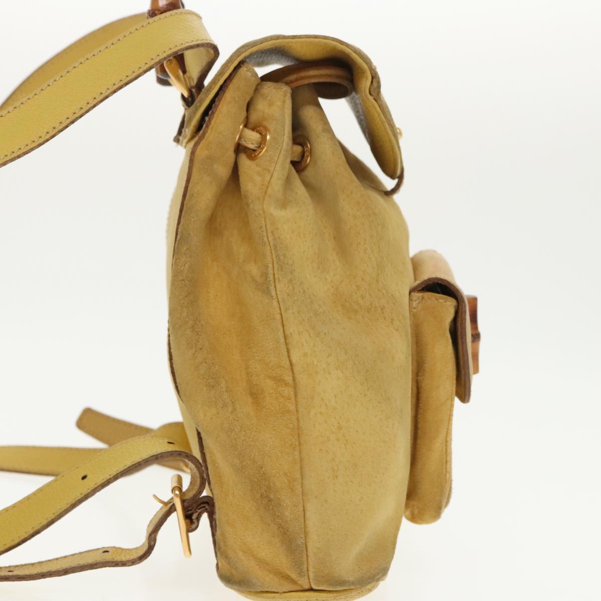 Gucci Bamboo Yellow Leather Backpack Bag