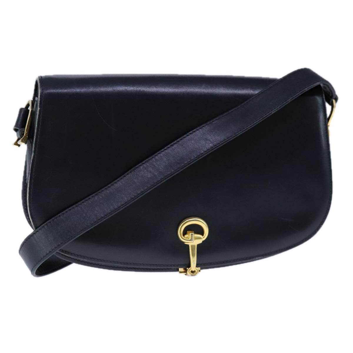 Gucci Horsebit Navy Leather Shoulder Bag