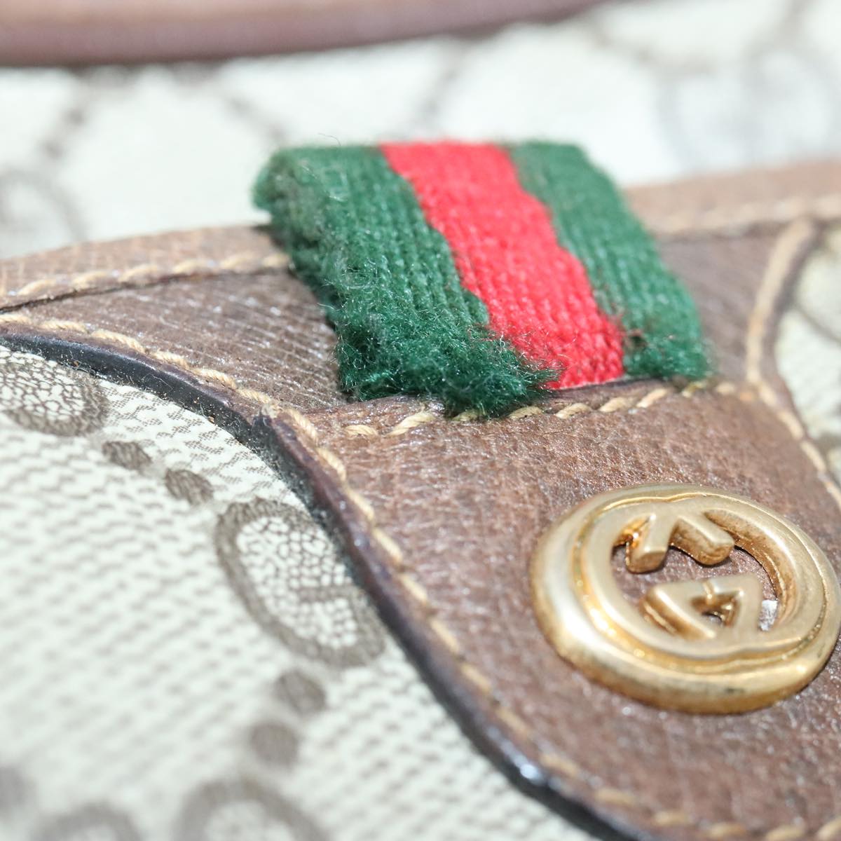 Gucci Sherry Beige Canvas Shoulder Bag