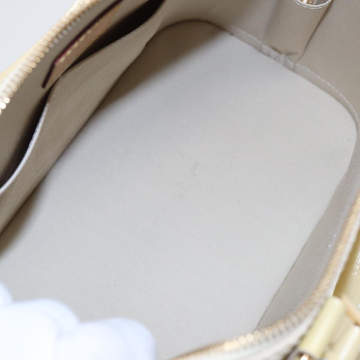 Louis Vuitton Alma Ecru Patent Leather Handbag