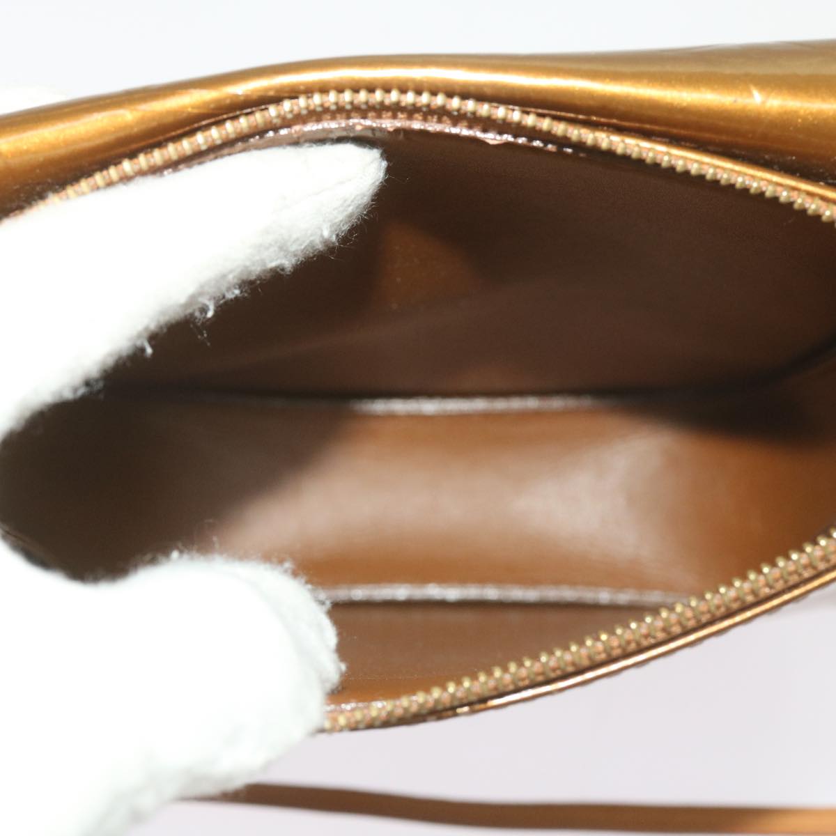 Louis Vuitton Mott Copper Patent Leather Handbag