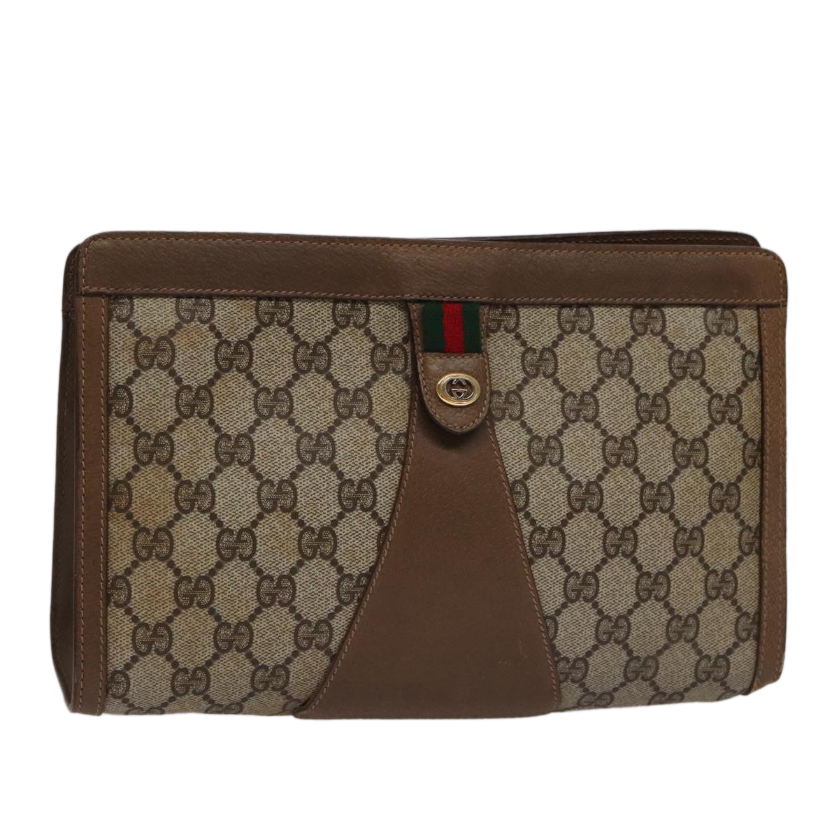 Gucci Sherry Beige Canvas Clutch Bag