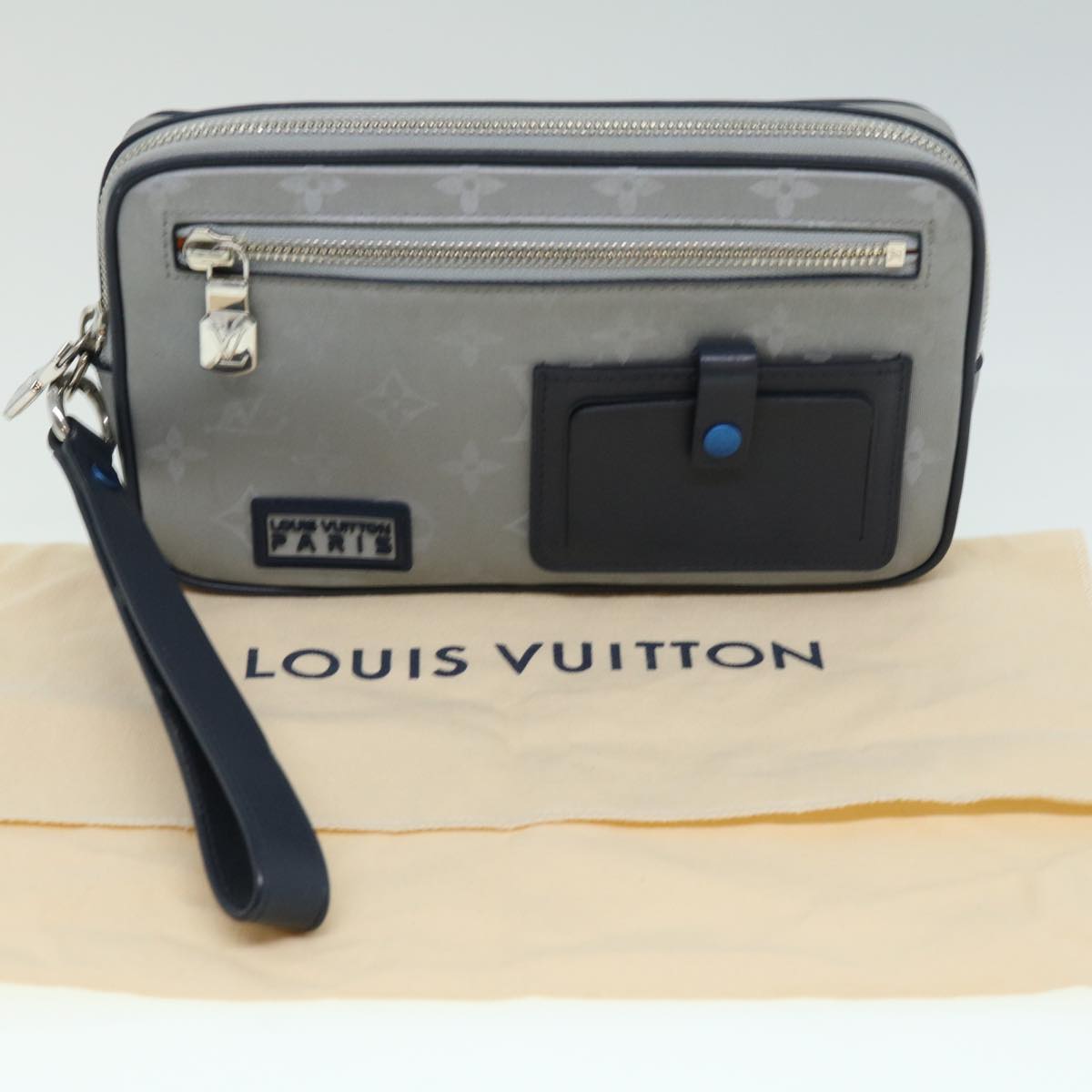 Louis Vuitton Alpha Silver Leather Clutch Bag