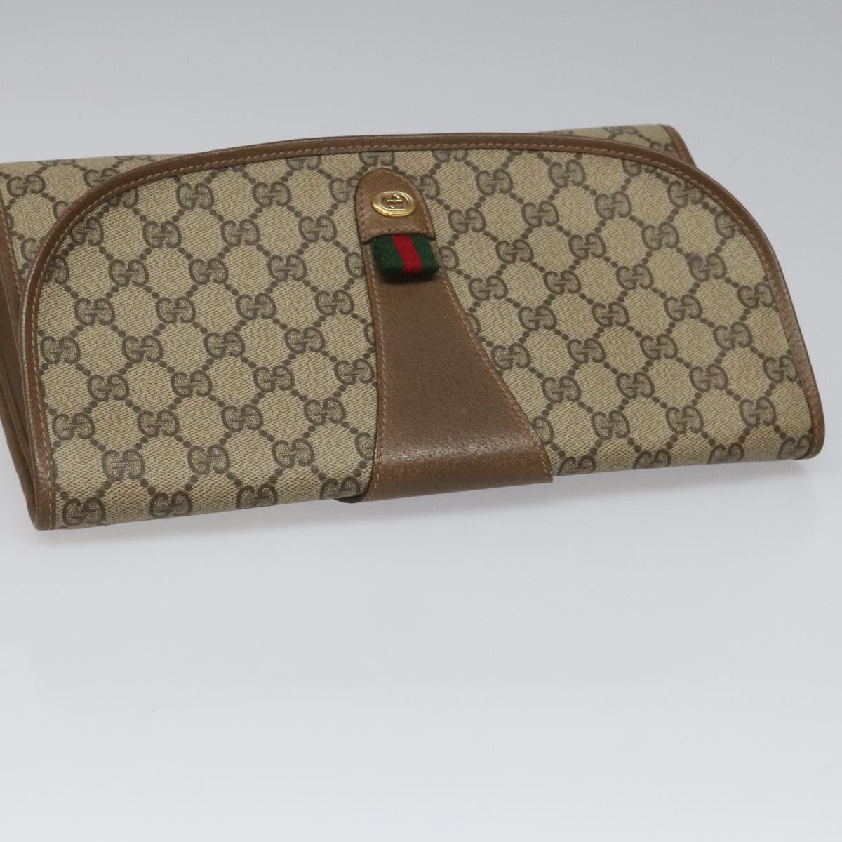 Gucci Sherry Beige Canvas Clutch Bag