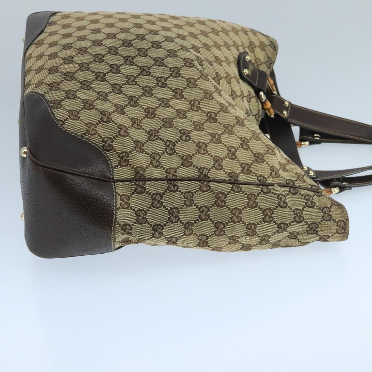 Gucci Bamboo Beige Canvas Tote Bag