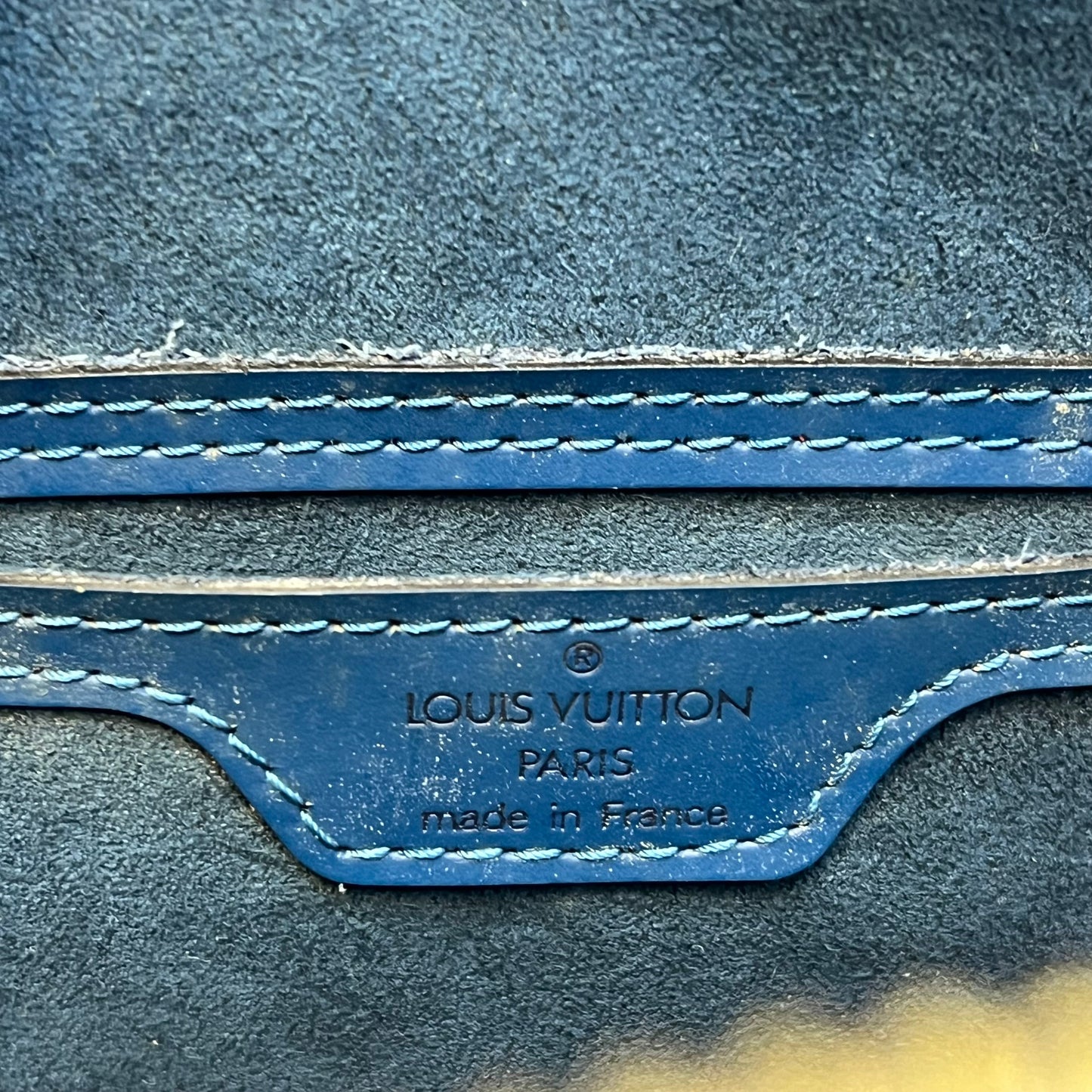 LOUIS VUITTON Soufflot Toledo Blue Epi Leather Vintage Satchel Bag
