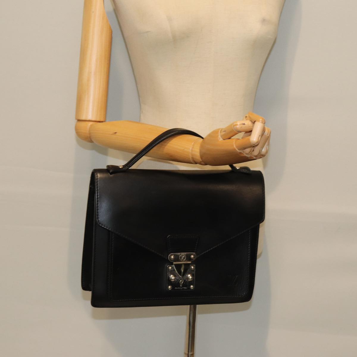 Louis Vuitton Monceau Black Leather Handbag