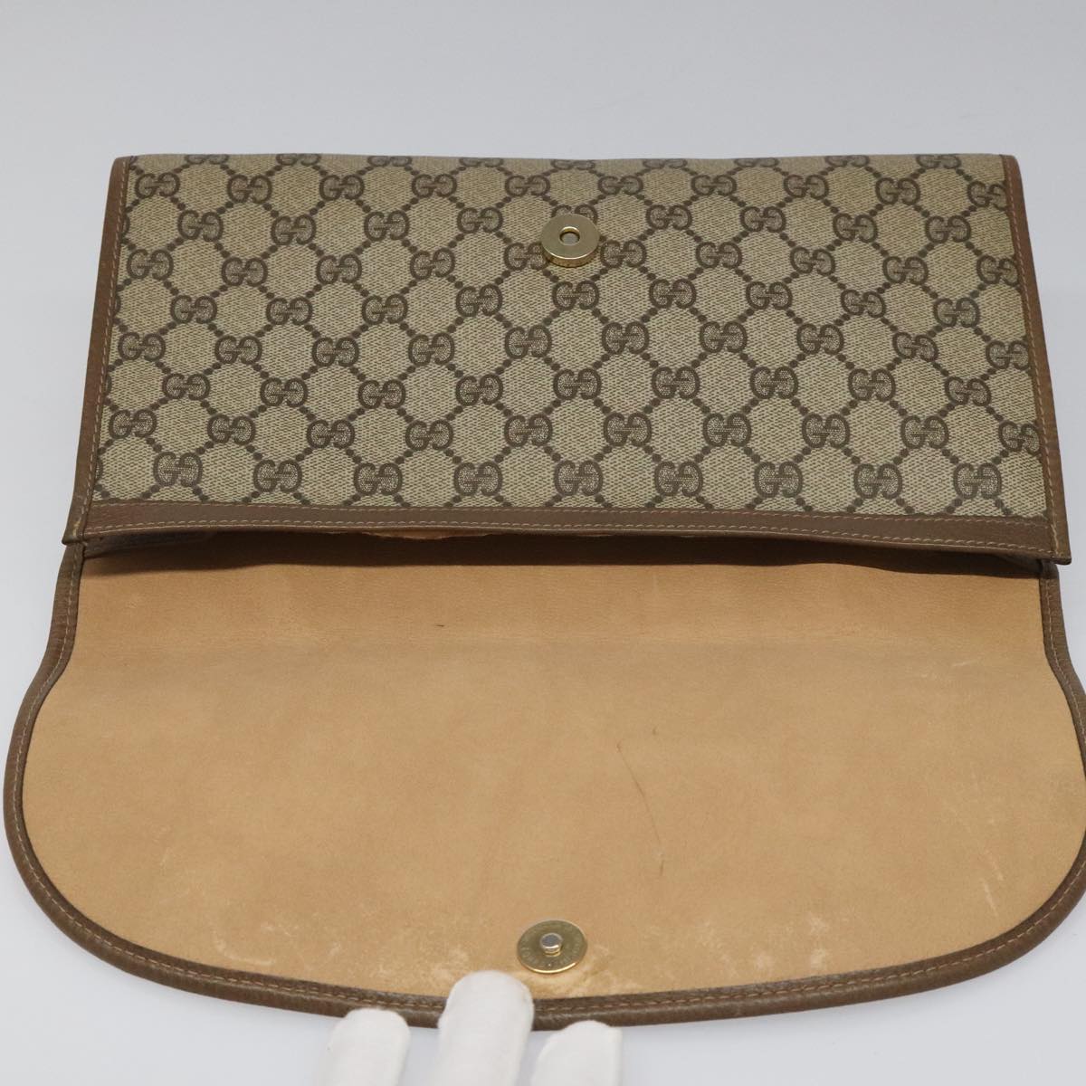 Gucci Sherry Beige Canvas Clutch Bag