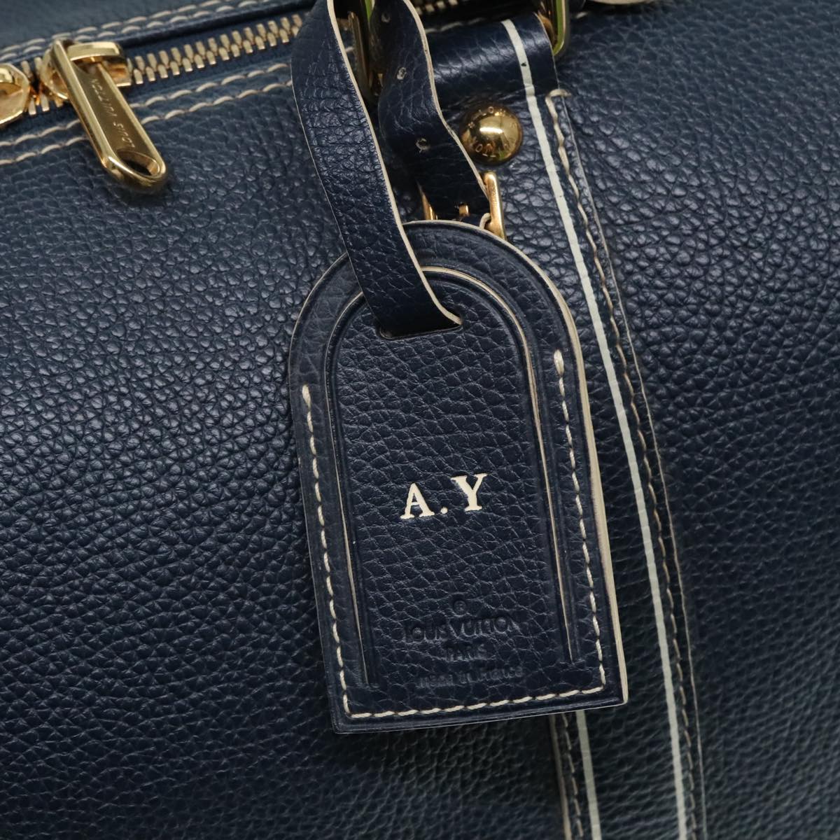Louis Vuitton Keepall 50 Navy Leather Travel Bag