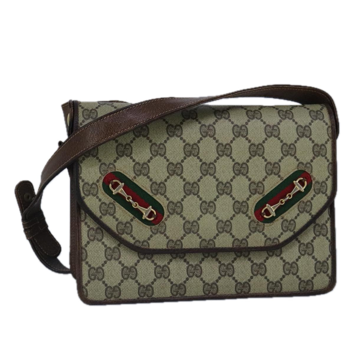 Gucci Horsebit Beige Canvas Shoulder Bag