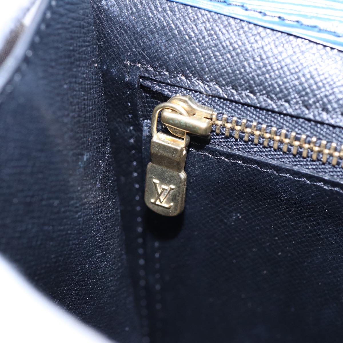Louis Vuitton Montaigne Blue Leather Clutch Bag