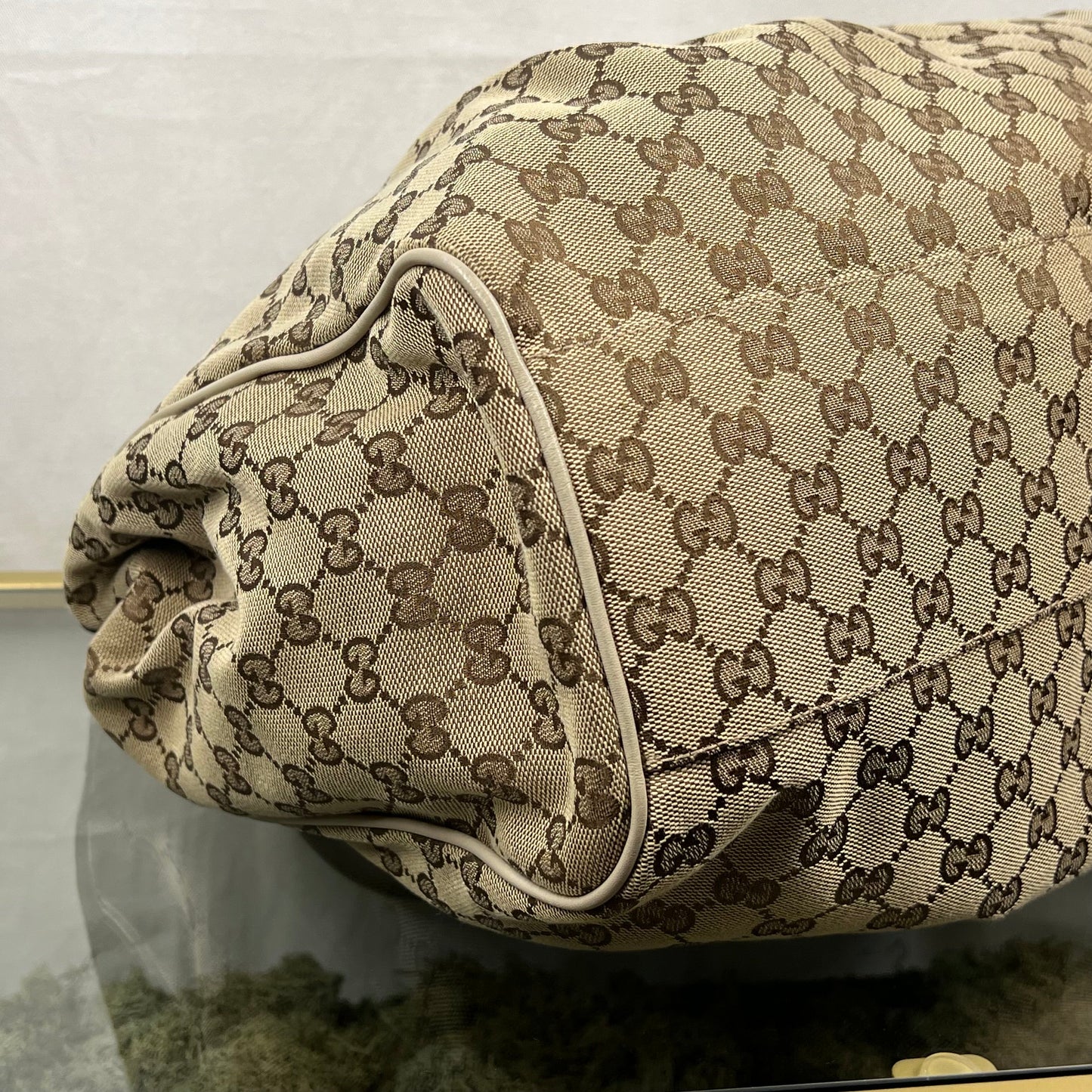 GUCCI Sukey Cream Beige GG Canvas Large Tote Bag