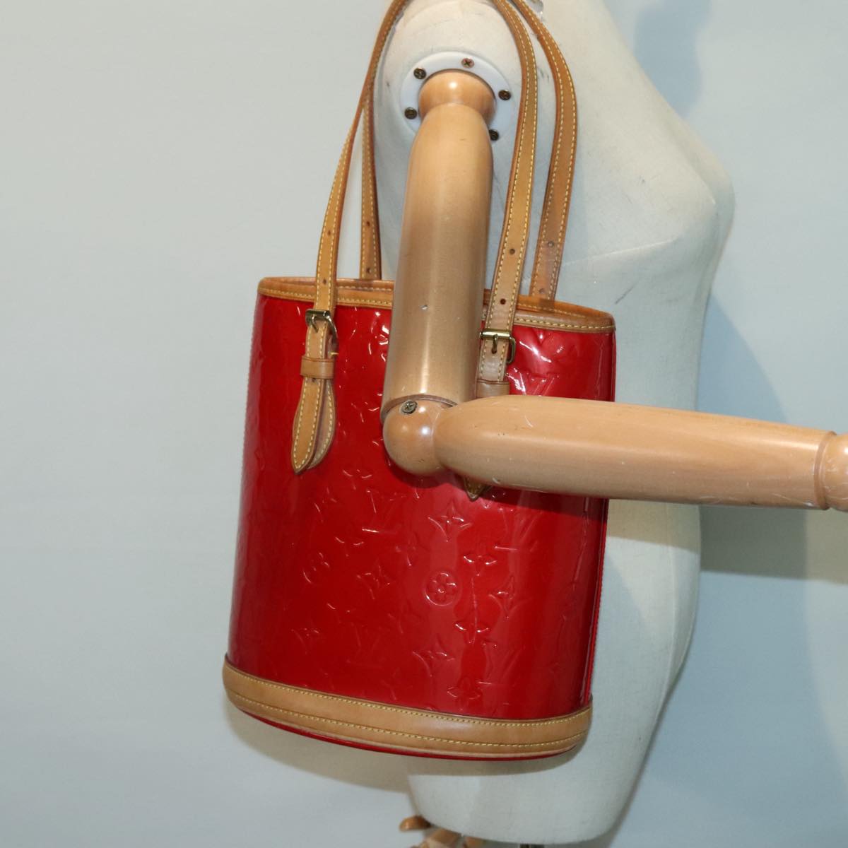 Louis Vuitton Bucket Red Patent Leather Tote Bag