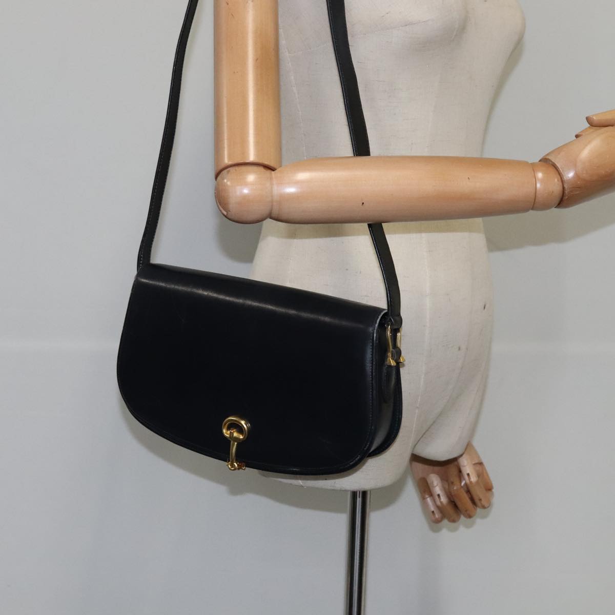 Gucci Horsebit Navy Leather Shoulder Bag