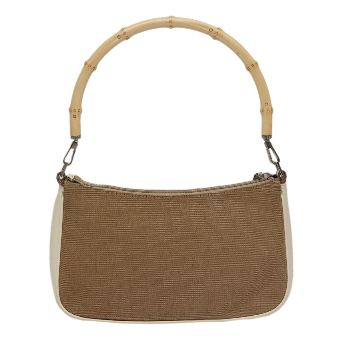 Gucci Bamboo Beige Canvas Shoulder Bag