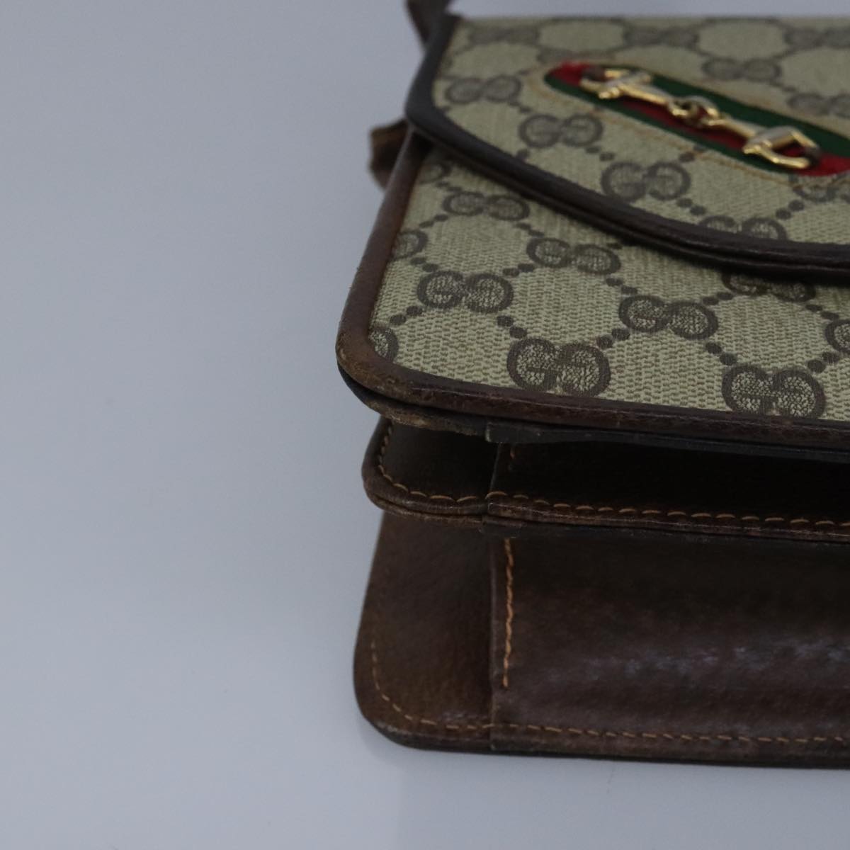 Gucci Horsebit Beige Canvas Shoulder Bag