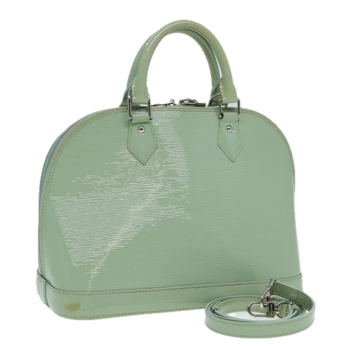 Louis Vuitton Alma Green Leather Handbag