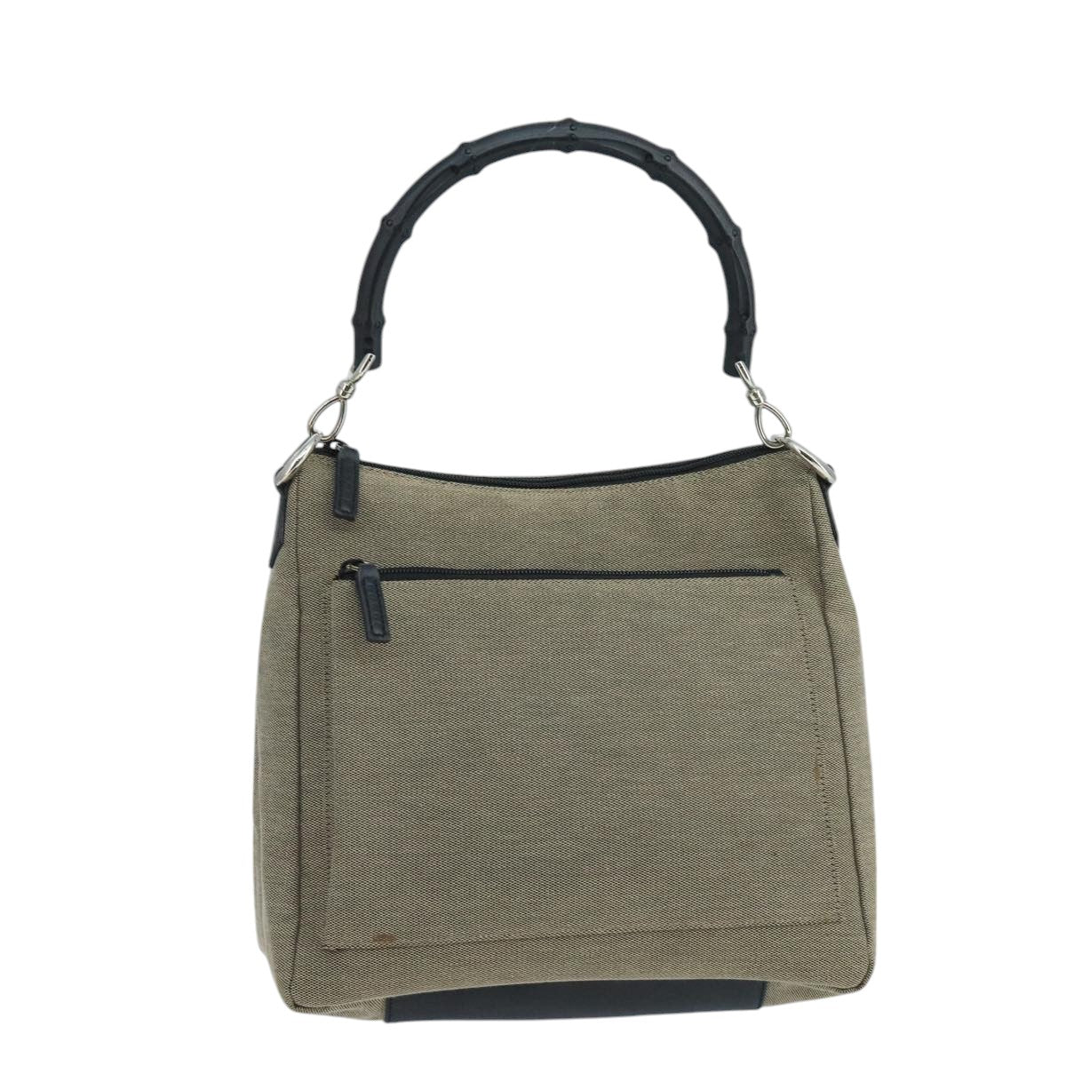 Gucci Bamboo Beige Canvas Shoulder Bag