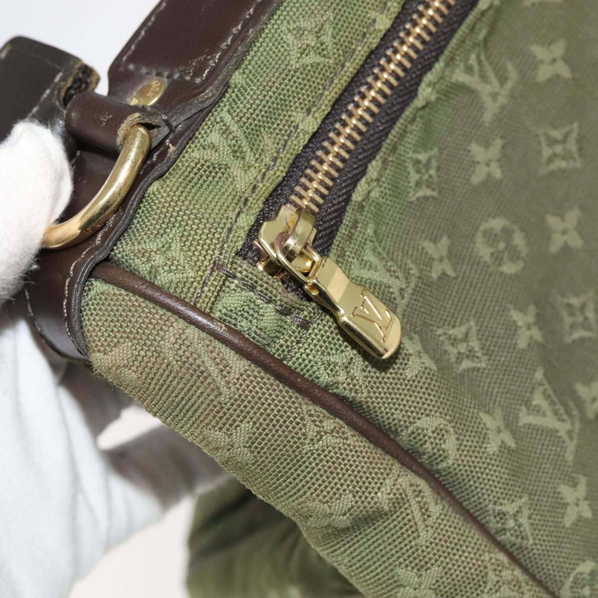 Louis Vuitton Denise Khaki Canvas Shoulder Bag
