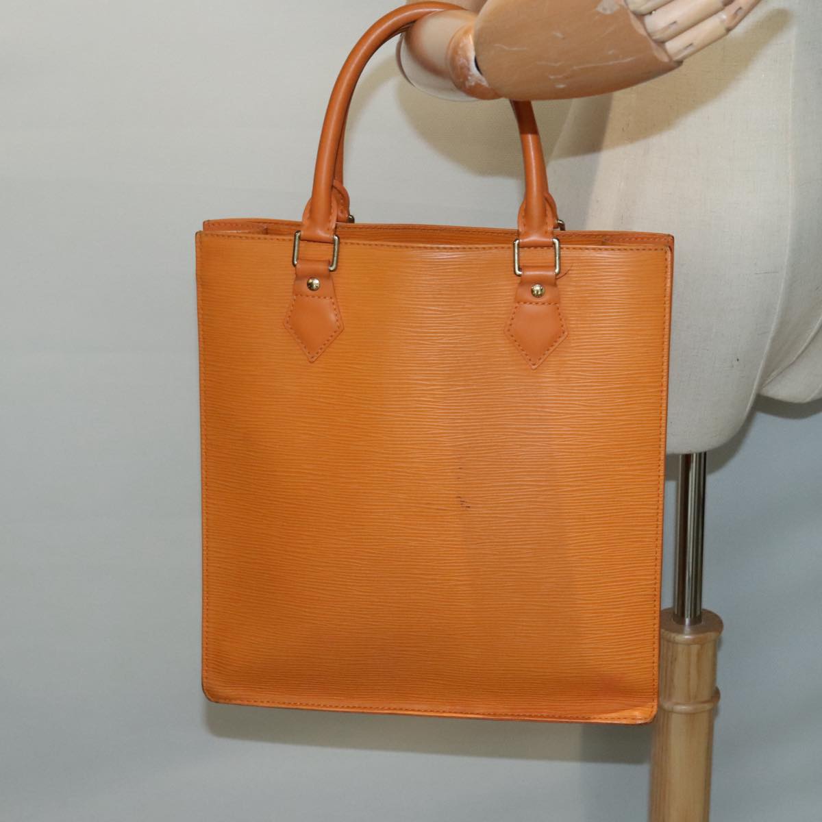 Louis Vuitton Sac Plat Orange Leather Tote Bag
