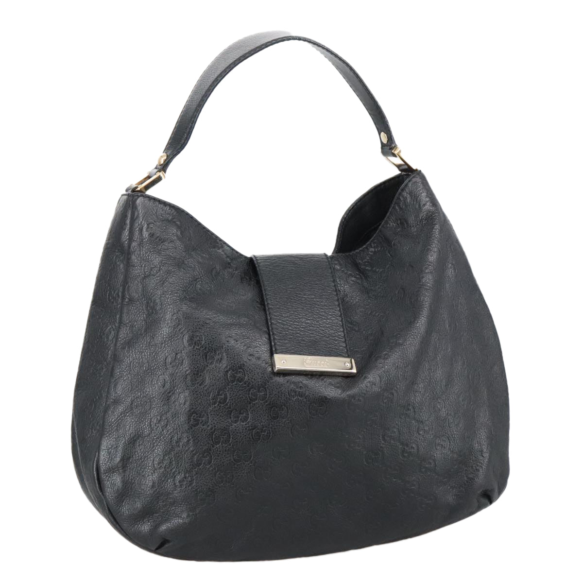 Gucci Guccissima Black Leather Shoulder Bag
