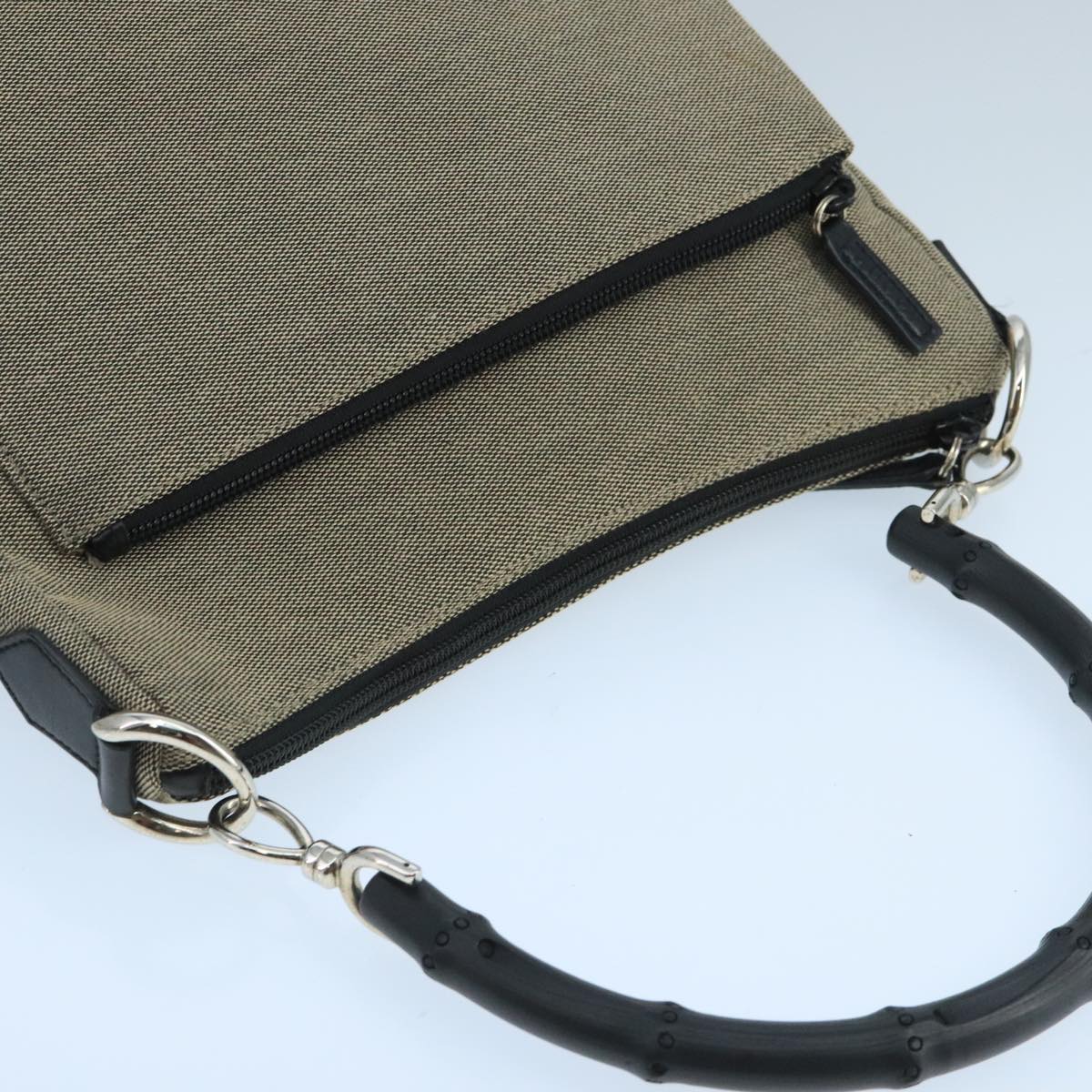 Gucci Bamboo Beige Canvas Shoulder Bag
