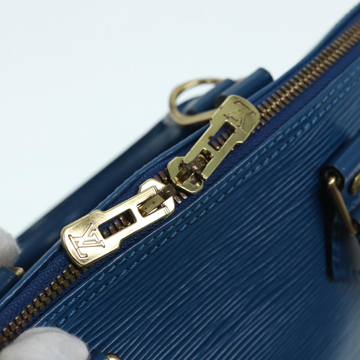 Louis Vuitton Alma Blue Leather Handbag