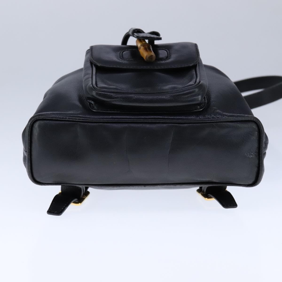 Gucci Bamboo Black Leather Backpack Bag