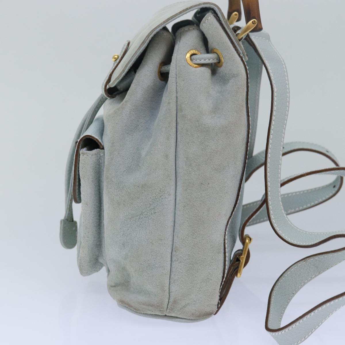 Gucci Bamboo Blue Suede Backpack Bag