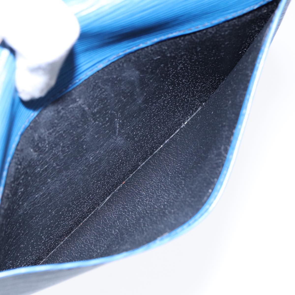 Louis Vuitton Montaigne Blue Leather Clutch Bag
