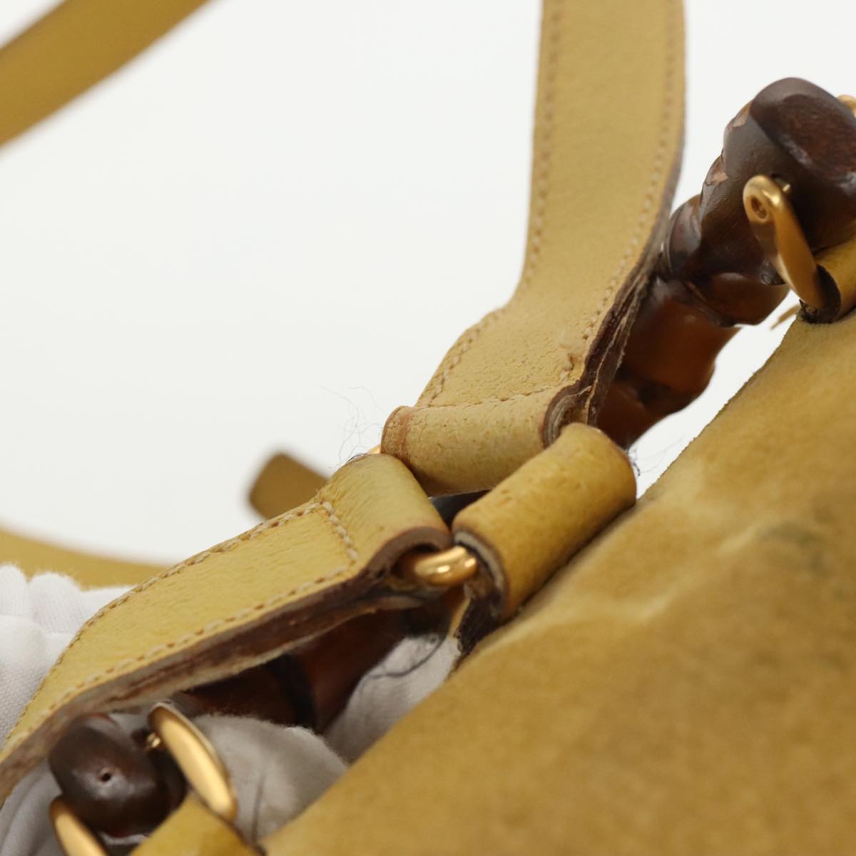 Gucci Bamboo Yellow Leather Backpack Bag
