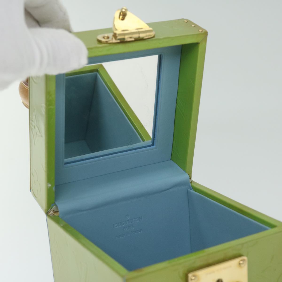 Louis Vuitton Bleecker Green Patent Leather Clutch Bag