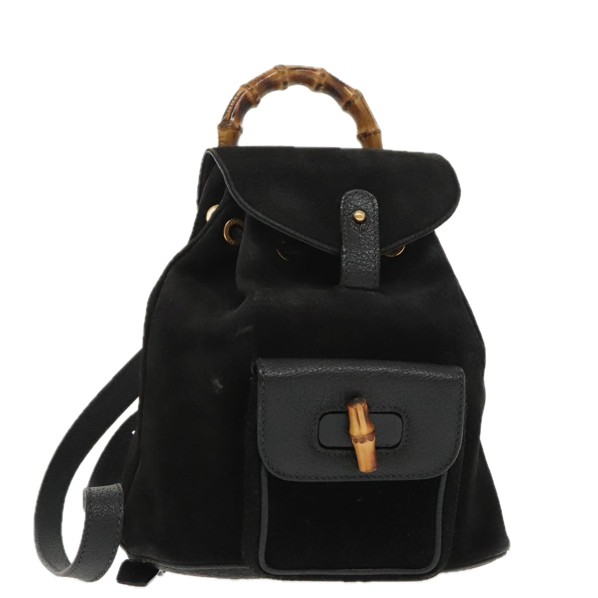 Gucci Bamboo Black Suede Backpack Bag