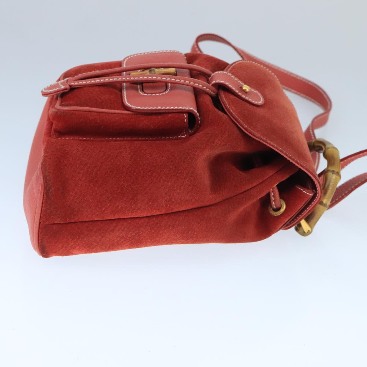 Gucci Bamboo Red Suede Backpack Bag
