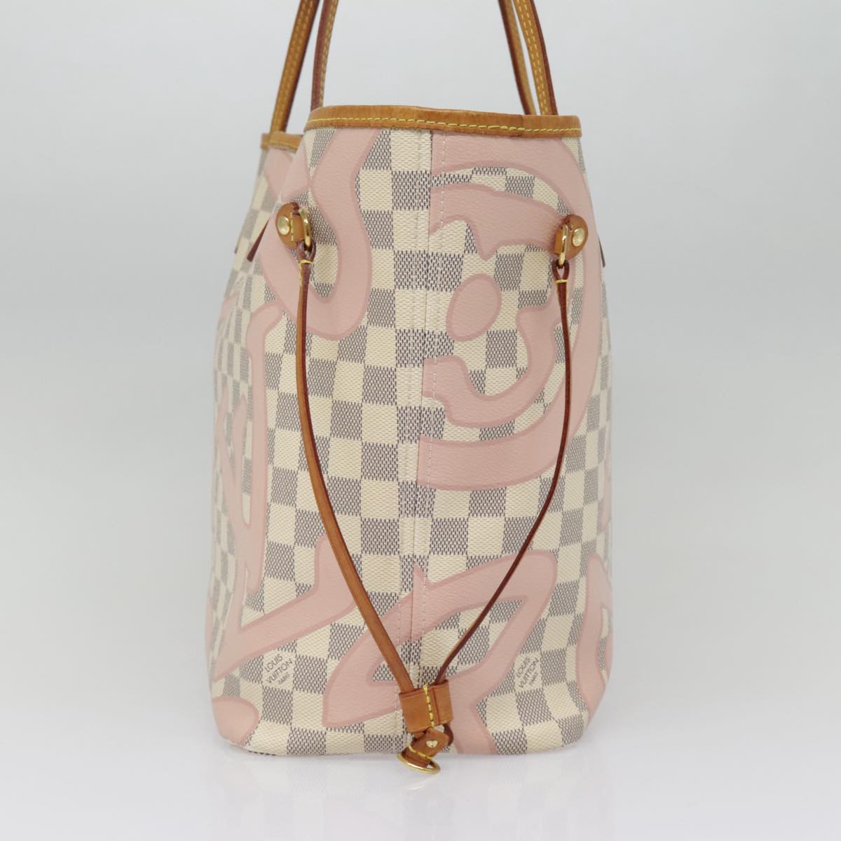 Louis Vuitton Neverfull Mm White Canvas Tote Bag